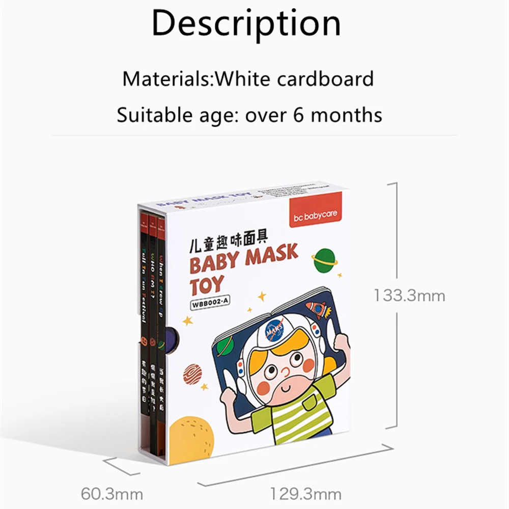BC Babycare 3 Knjige Baby Kognitivne Kartico Živali angleški Kitajskih Besed, Učenje Kartico Luknjo Knjiga Spreminjajočim Masko Smešno Puzzle Igrača