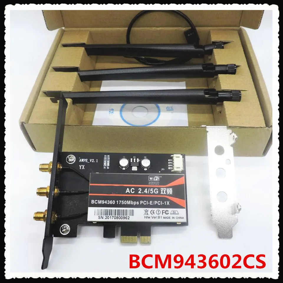 BCM943602CS 1300Mbps Dual Band 802.11 AC Desktop PCI-E Brezžično Kartico PC wifi Adapter Bluetooth 4.1