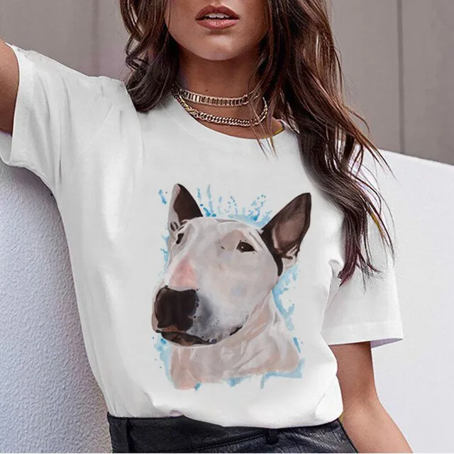 Beagle Mejni škotski ovčarski pes Malinois 90. letih Majica s kratkimi rokavi Ženske korejski Bull Terier Rottweiler T-shirt Srčkan Whippet Hrt Tshirt zgornji deli oblacil Ženske
