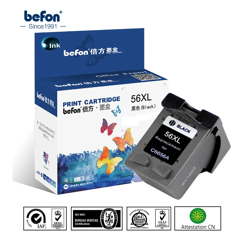 Befon ponovno predelavo 56XL Zamenjava Kartuše za HP 56 HP56 Black Ink Kartuša za Deskjet 2100 220 450 5510 5550 5552 7150 7350