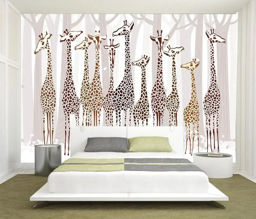 Beibehang ozadje po Meri foto doma dekor dnevna soba, spalnica žirafa gozdu ozadju zidana 3d tv ozadju 3d ozadje