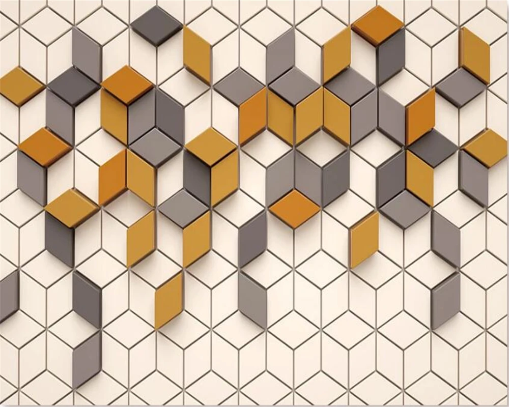 Beibehang po Meri zidana 3d обои trdna geometrijske quadrilateral lesa zrn zidana ingver rumeni mozaik mozaik dekoracijo ozadje