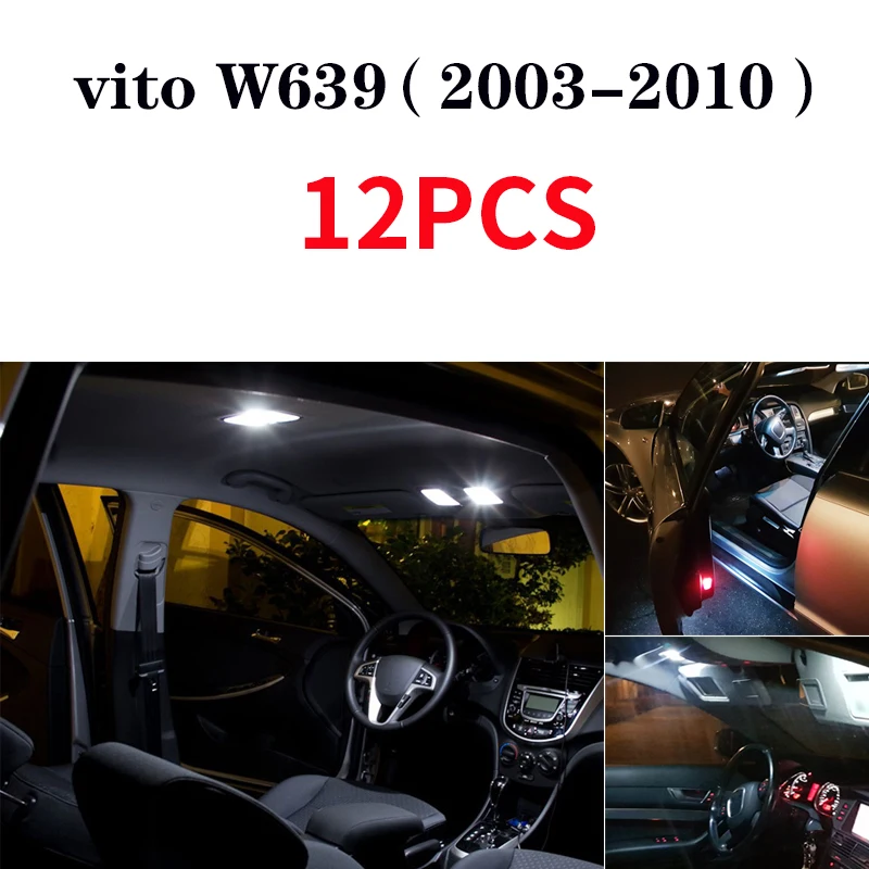 Bela Canbus napak LED žarnice registrske tablice za 1996-2018 Mercedes Benz Vito W638 W639 W447 LED notranja kupola Lahka kit