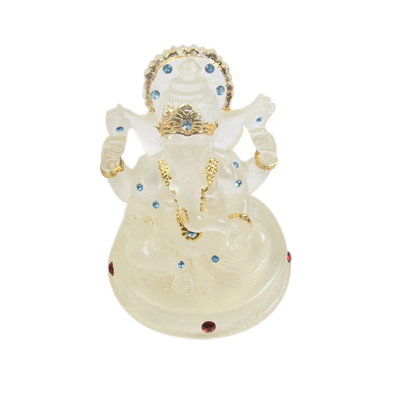 Bela Ganesha Slon Bog Kip Fengshui Buda Kiparstvo Ganesh Figurice Miniature Smolo Doma Namizni Dekor Obrti Okraski