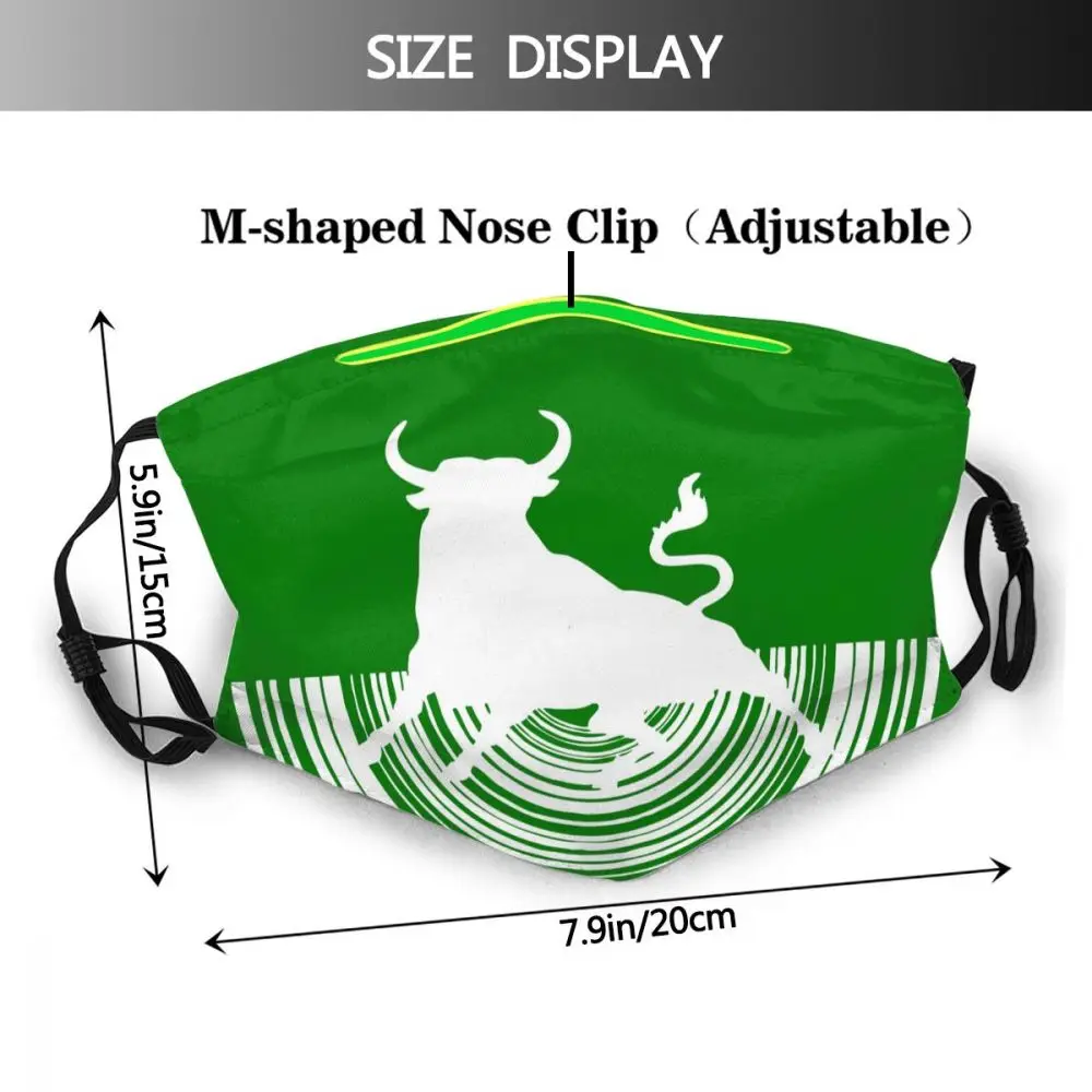 Belega Bika Nad Zeleno španski Bullfight Masko za enkratno uporabo Anti Meglica Proti Prahu usta kape s filter