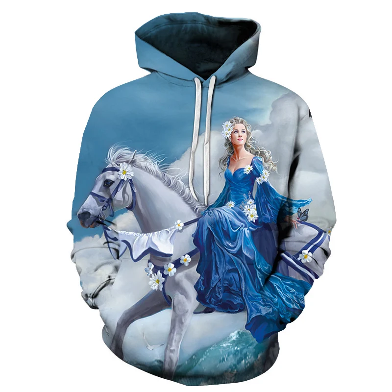 Beli Konj Živali Vzorec 3D Tiskanih Hooded zgornji del Trenirke Unisex Vrhnja oblačila Ustvarjalne Hooded Moški Modni Priložnostne Ulične Hoodies