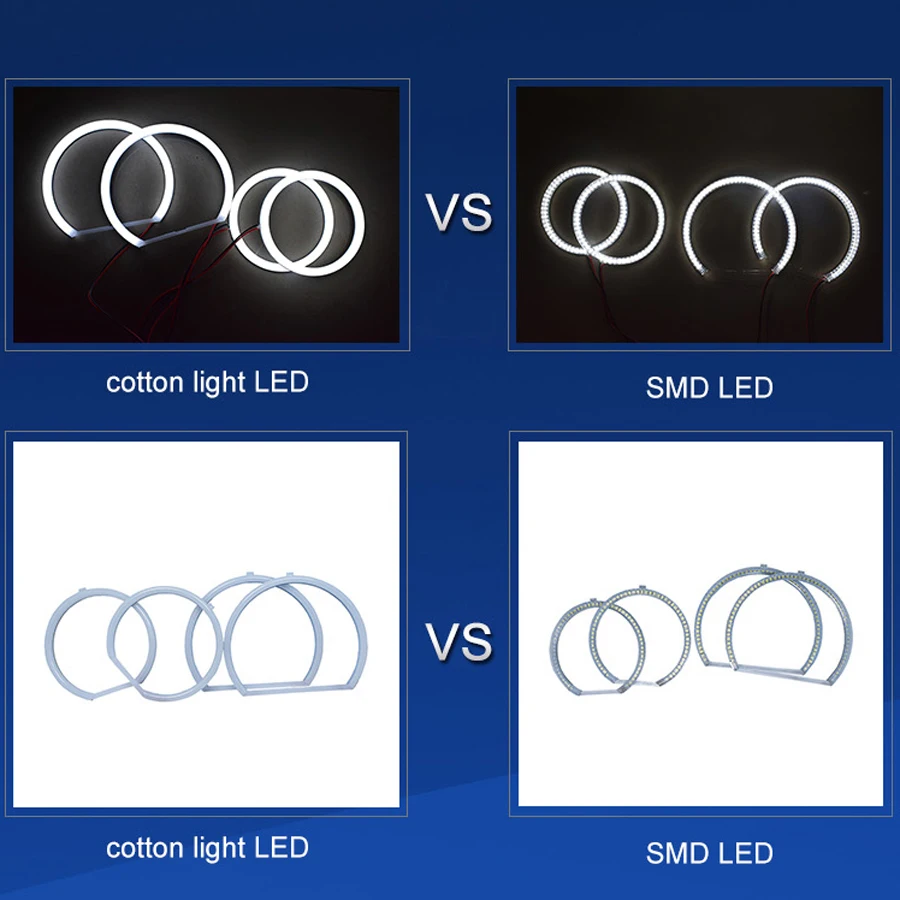 Beli LED SMD Angel eyes Bombaž Light Halo obroči za BMW E90 3Series 2X(131 mm+106mm) samodejni žarometi DRL Svetilke pribor