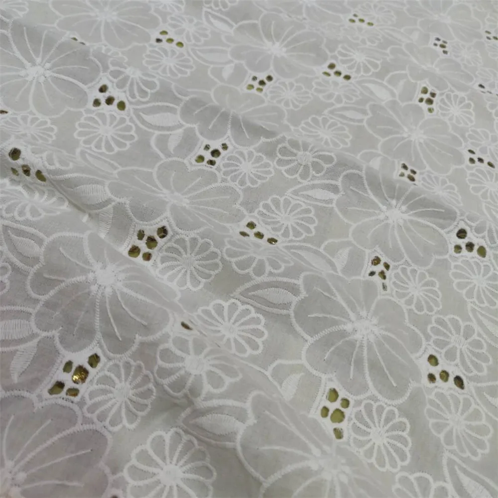 Beli Švicarski Bombaž Voile Osnove Čipke Tkanine za Obleko,Diy, Vezenih Oblačil Mozaik Šivanje Krpo,Širina 130 cm