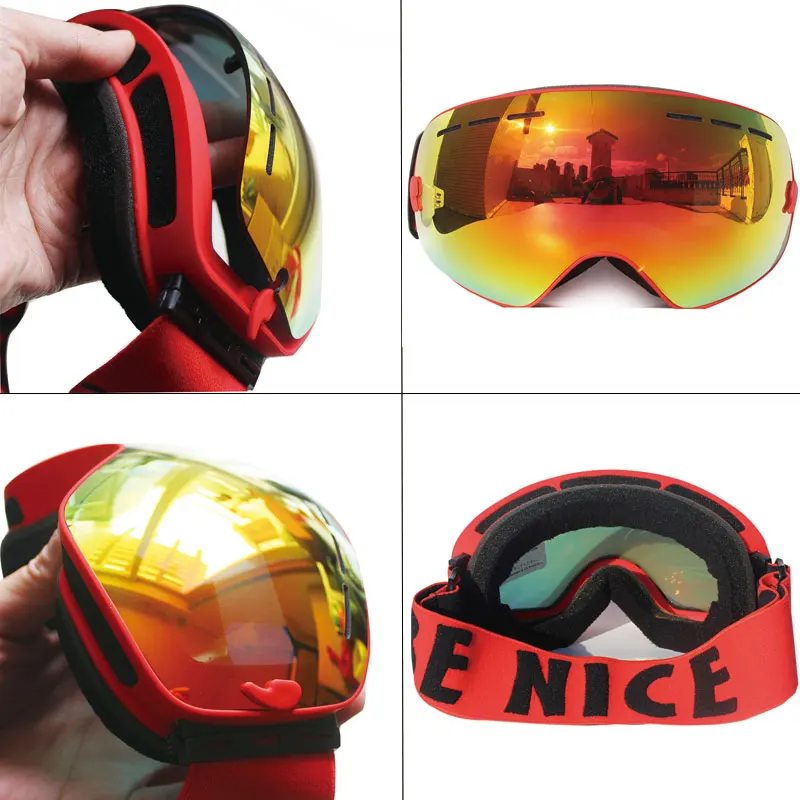 Benice dvojne Plasti UV anti-fog objektiv Moški smučarski očala velikih okroglih deskanje na snegu smučanje, snow očala Očala 3100+Box Primeru