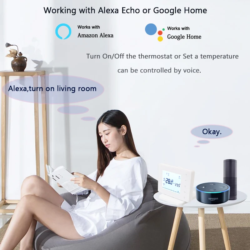 Beok WiFi & RF Brezžični Termostat za Plin Kotel Ogrevanje prostorov Oddaljene Smart Temperaturni Regulator Deluje Z Google Doma Alexa