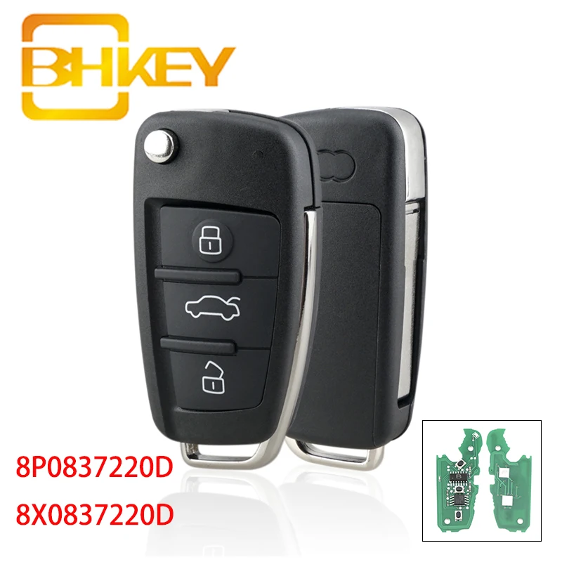 BHKEY 8P0837220D 8X0837220D Avto Daljinski Ključ za Audi A3 S3 A4 S4 TT 2005-2013 Smart Avto Ključ 3 Gumbi, Tipkovnica Tipka za Avto