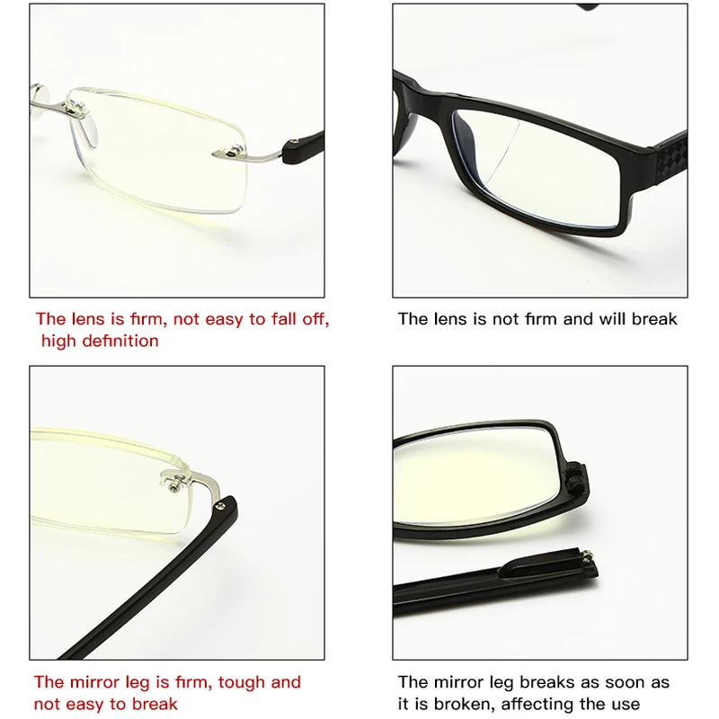 Bifocal brez okvirjev Obravnavi Očala za Moške in Ženske, Anti-modra Svetloba, Branje Očala, Dioptrije +100 + 150 +200 +300 +400 TR90
