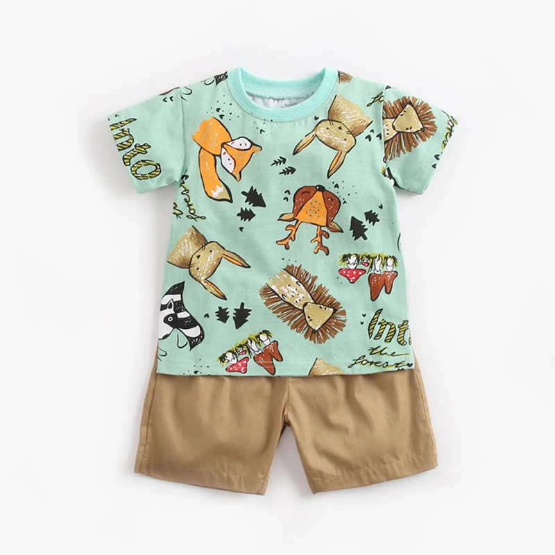 BINIDUCKLING Otroška oblačila, oblačila Sklop Fant Malčka, risanka natisnjeni kratki rokavi T-shirt majica + hlače Poleti Dojenčka bombaž obleke