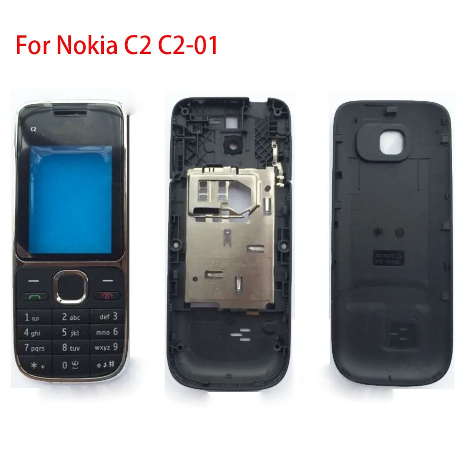 BINYEAE Nove Plastične Celotno Ohišje Za Nokia C2 C2-01 Pokrovček Baterije Spredaj+Srednji Okvir Tipkovnice