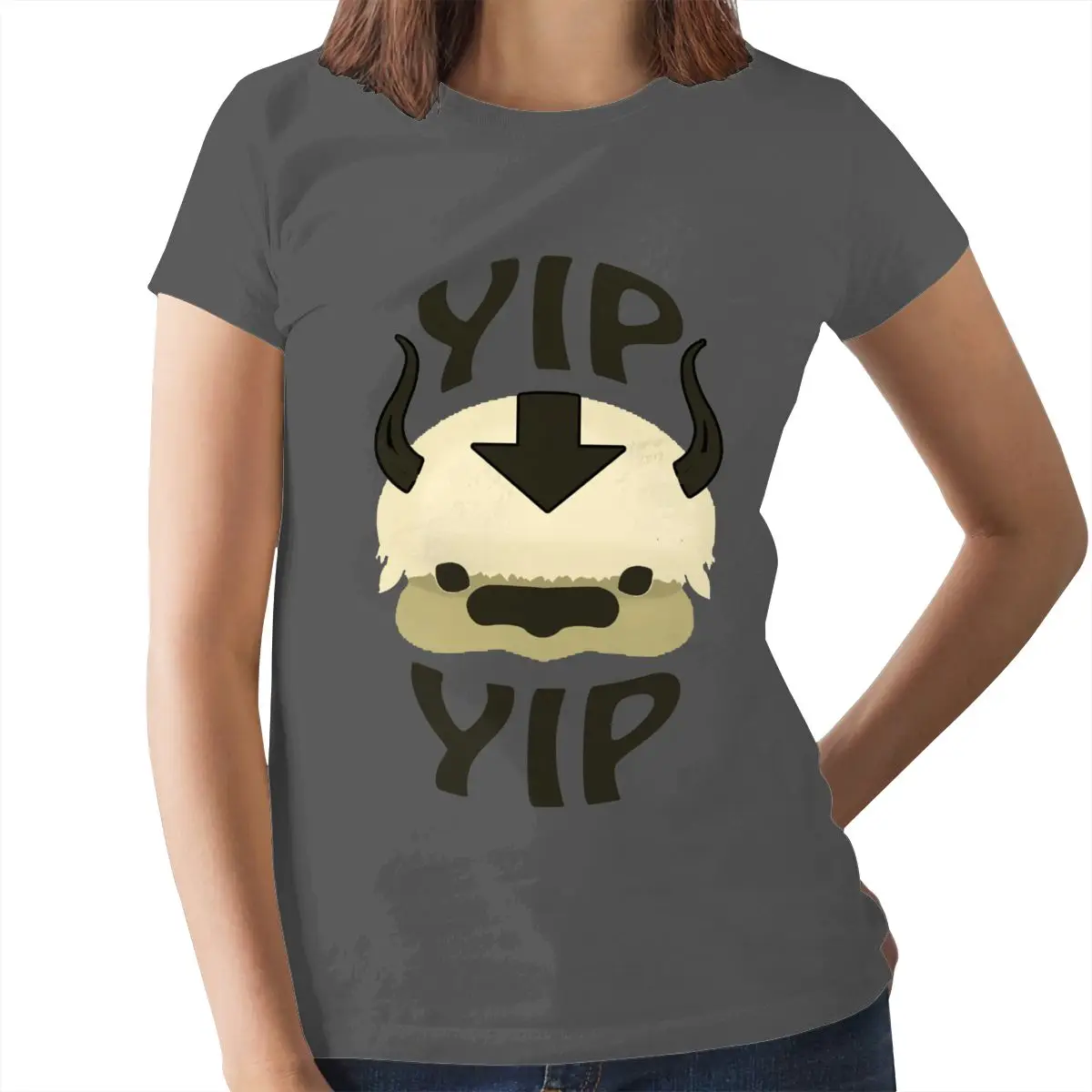 Bison T-Shirt YIP YIP APPA Majica Bela velikosti Ženske tshirt Priložnostne Kratek Rokav Vzorec Dame Tee Majica