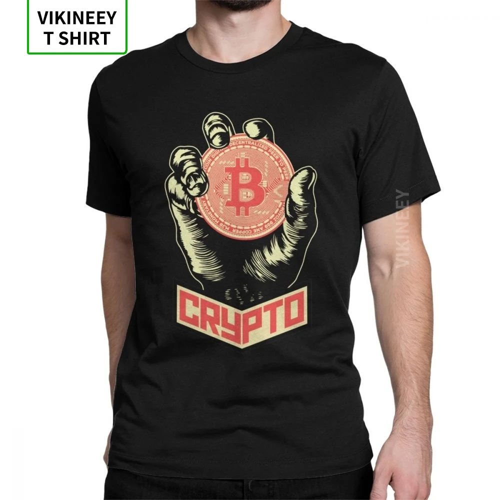 Bitcoin Crypto Cryptocurrency Majica s kratkimi rokavi Moški Sive Obleke, Preproste Majice Crewneck Cotton Tee Shirt Fantje Zamotek Ulične