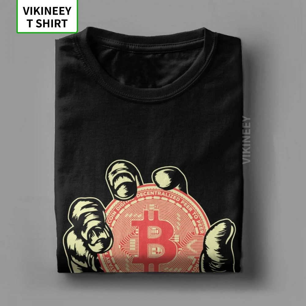 Bitcoin Crypto Cryptocurrency Majica s kratkimi rokavi Moški Sive Obleke, Preproste Majice Crewneck Cotton Tee Shirt Fantje Zamotek Ulične