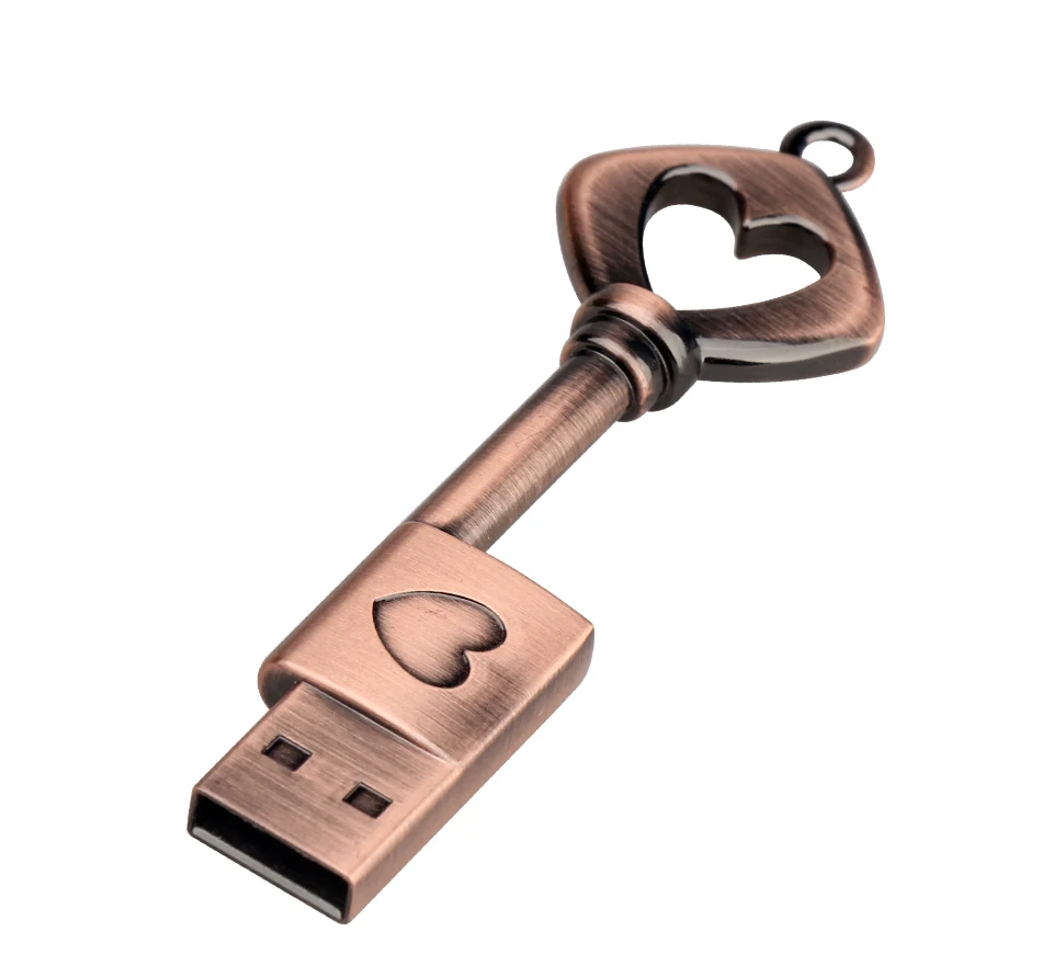 Biyetimi Pen Drive Kovine, Čistega Bakra Srce Tipko Darilo ključek USB, mini USB Ključ Pravega 4gb 8gb 16gb 32gb 64GB Palec Stic