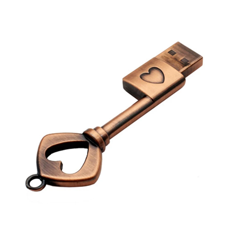 Biyetimi Pen Drive Kovine, Čistega Bakra Srce Tipko Darilo ključek USB, mini USB Ključ Pravega 4gb 8gb 16gb 32gb 64GB Palec Stic