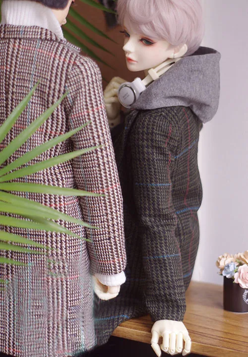 BJD lutka obleko tri točke pu shu SD17 volnene plast sivo rjave barve v prahu dolg plašč lutka dodatki