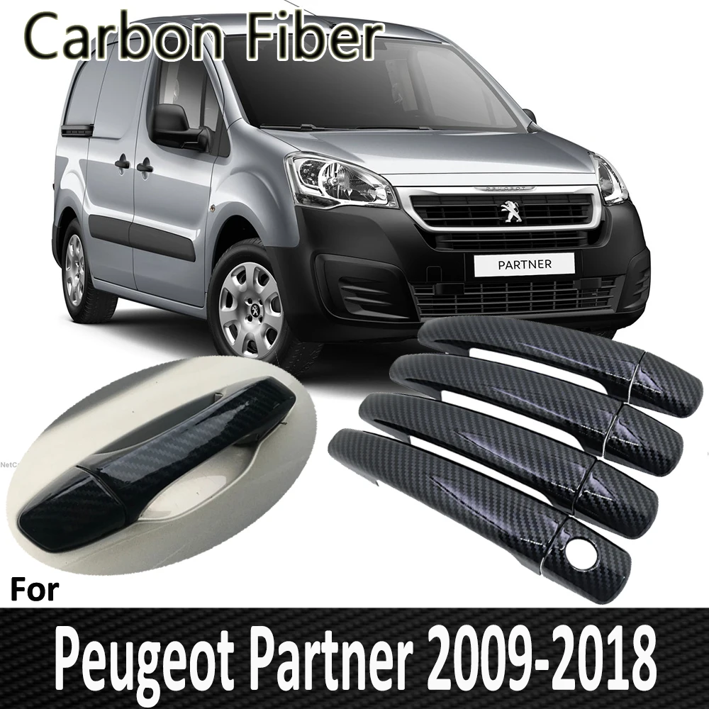 Black Ogljikovih Vlaken za Peugeot Partner 2009 2010 2011 2012 2013 2016 2017 Vrat Ročaj Kritje Preuredi Avto Dodatki