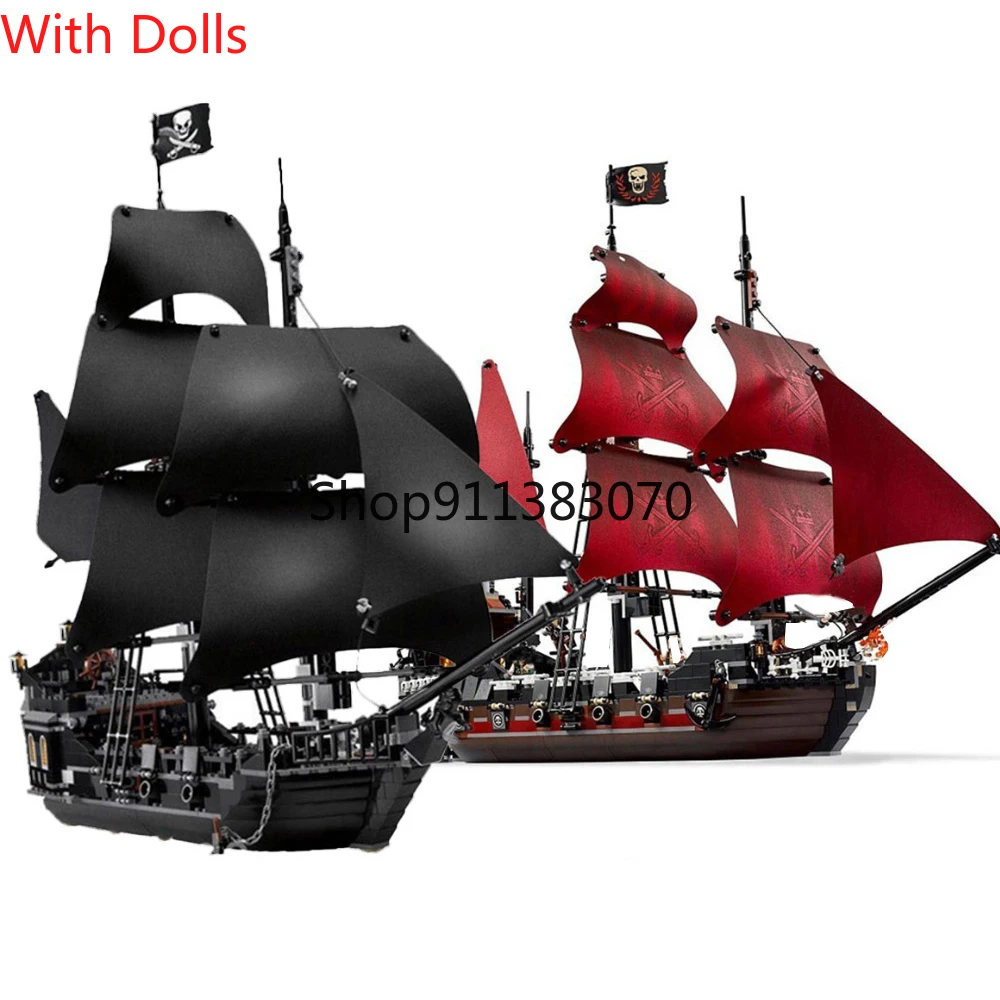 Black Pearl Ladje Združljiv s Pirati Ladje 4184 4195 Karibi Model Gradnike s Številke Rojstni dan Darila Otroci Igrače