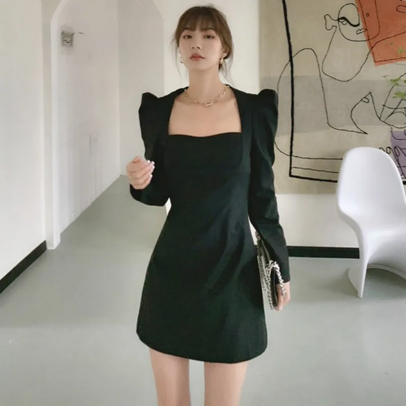 Black Retro Y2k Obleko Žensk Pomlad Elegantne Retro Stranka Mini Obleka Ženska Priložnostne High Street Francoski Seksi Korejski Obleki Ženske 2021