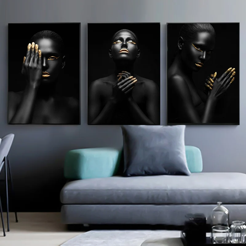 Black Ženske, Slike na Platnu Skandinavskih Afriške Dekleta Gola Plakati in Tiskanje Wall Art Slike za Dom Dekor Cuadros