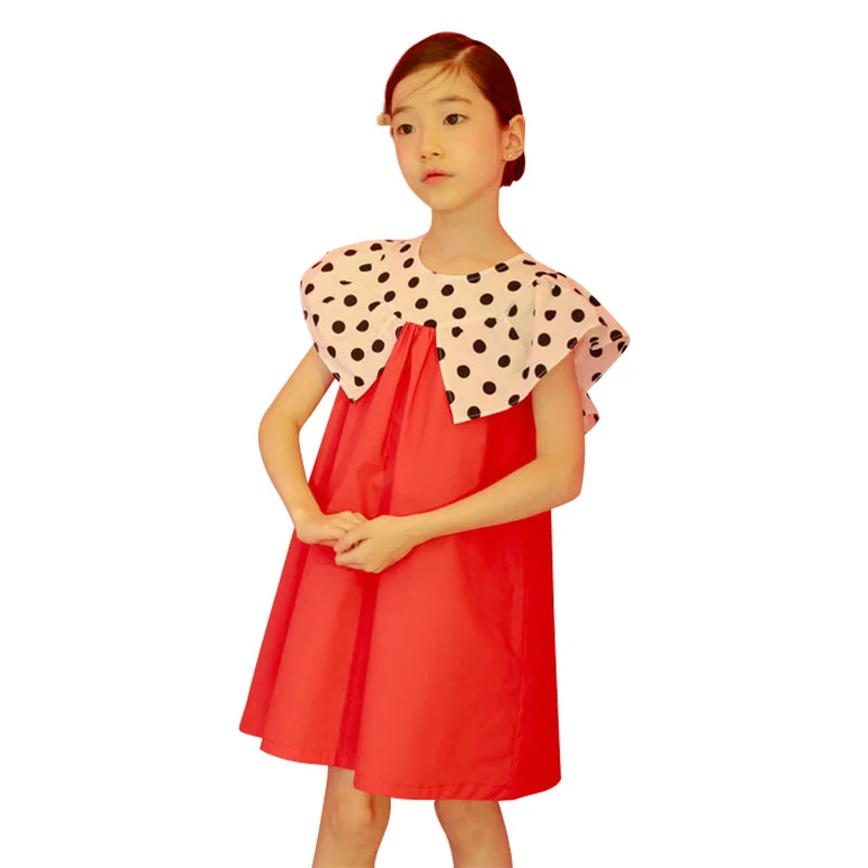 Blagovne znamke Deklice Obleko Poletje 2020 korejski Bombaž Otroci Obleko za Deklice, Pika Baby Princesa Obleko Velik Ovratnik Otrok Sundress,#5084