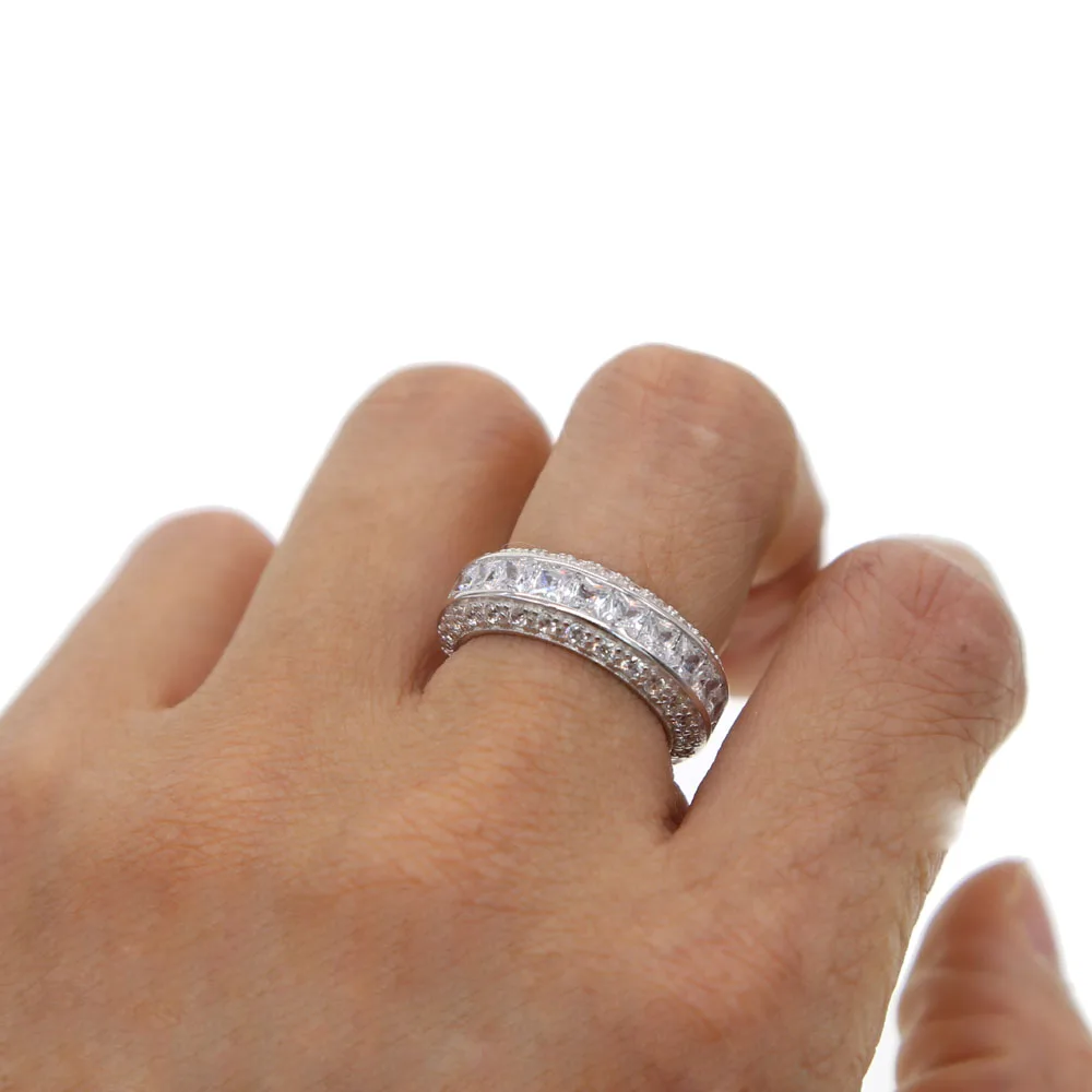 Blagovne znamke luksuzni polno cz obroč pravi 925 sterling srebro ljubezen prstan s kamnom nakit nekaj ljubezen obroči debelo elegantno velikost 7 bling