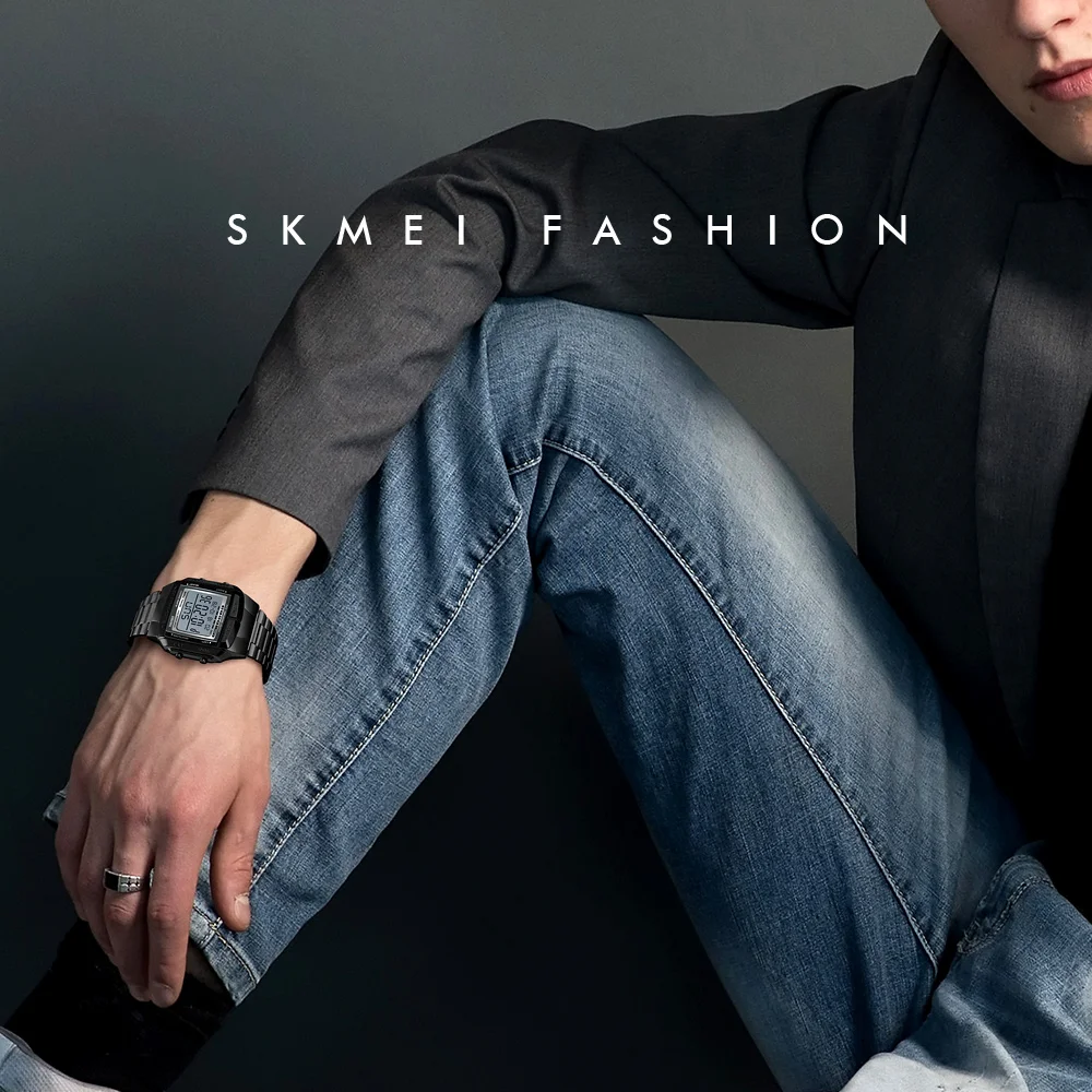 Blagovne znamke SKMEI Watch Modno moško ročno uro Luksuzni Štoparica odšteval Digitalni Zapestnica Za Moške iz Nerjavečega Jekla Mens Ure