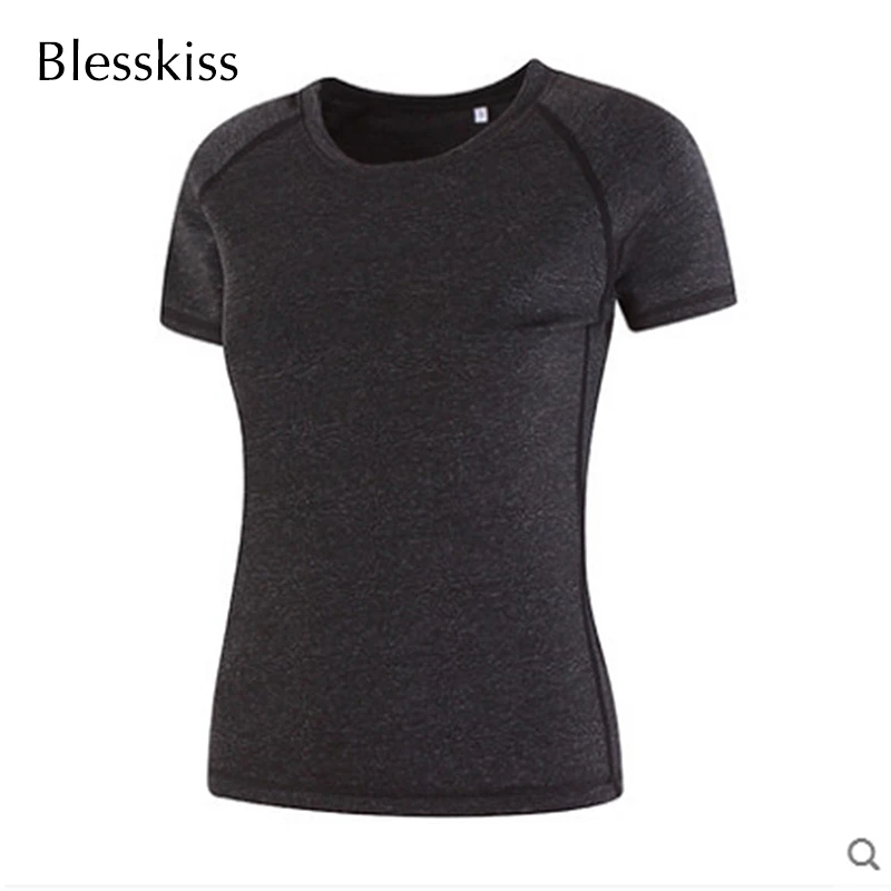 Blesskiss Plus Velikost Šport Majica Za Ženske Poletje Spandex Elastična Teče Vadbo Joge Vrh Tshirt Oblačila Za Fitnes Joga Majica