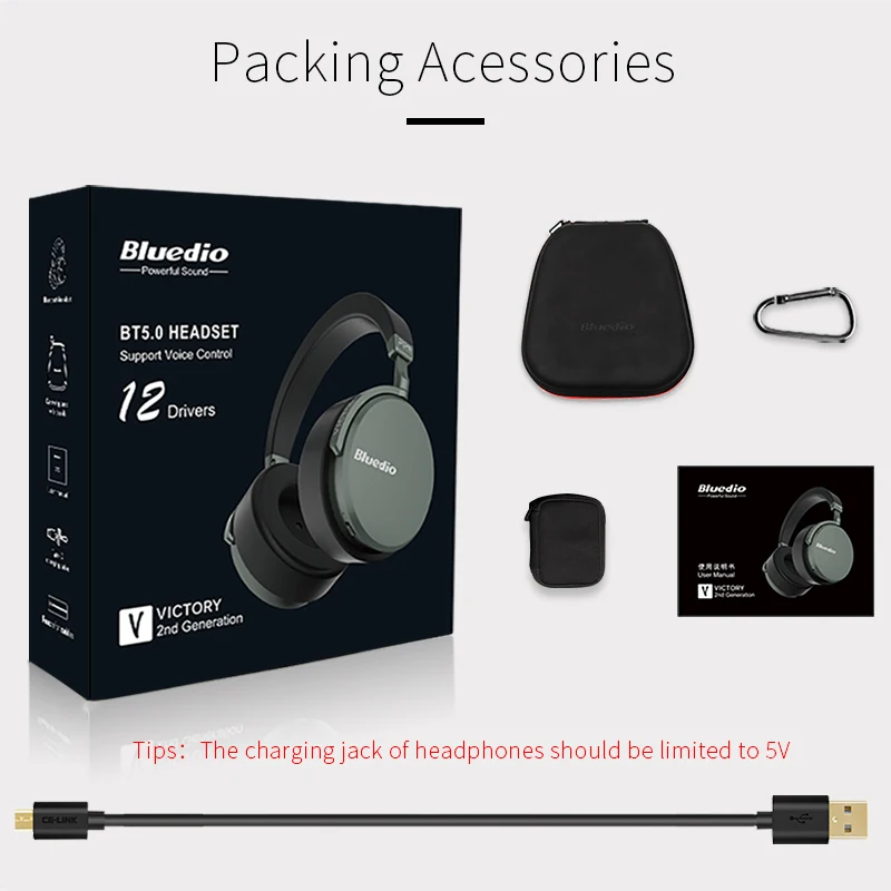 Bluedio V2 Bluetooth slušalke Brezžične slušalke PPS12 vozniki z mikrofonom high-end slušalke za telefon in glasbe