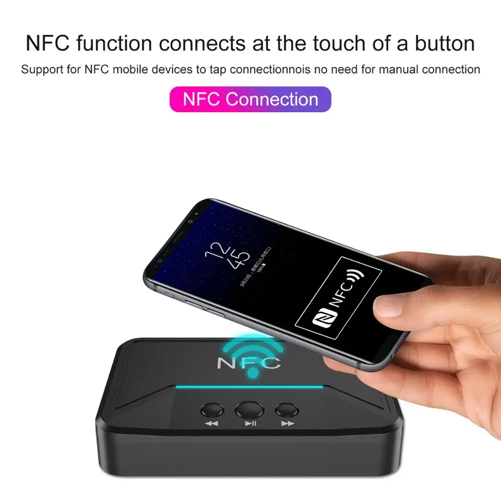 Bluetooth 5.0 RCA Audio Sprejemnik APTX LL 3.5 3.5 mm AUX Priključek Glasbe Brezžični vmesnik Z Mic NFC Za Avto, TV Zvočniki Samodejni VKLOP/IZKLOP