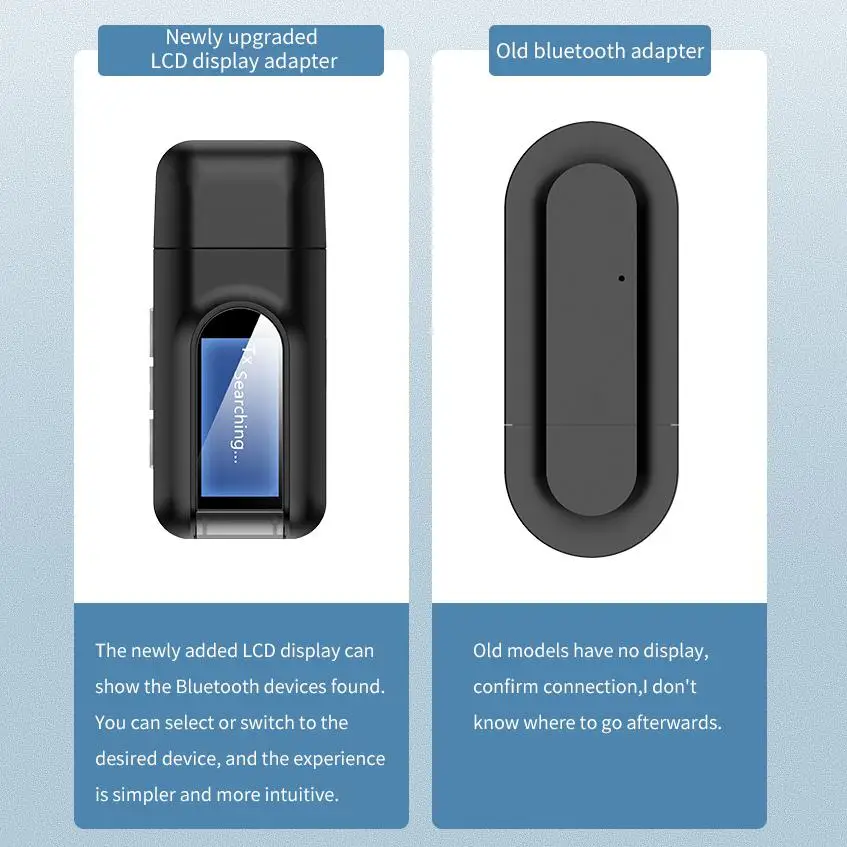 Bluetooth 5.0 Sprejemnik Oddajnik LCD-Zaslon 3.5 mm AUX Priključek 2 In1 USB Bluetooth Dongle Brezžična Zvočna kartica