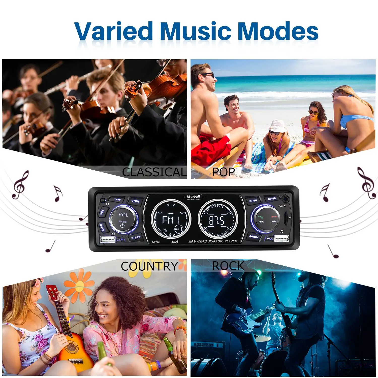Bluetooth Avto Player, FM Radio, LCD Zaslon Predvajalnik MP3 Predvajalnik 1DIN V-Dash Car Audio Music Dvojno USB, SD, AUX Roke-brezplačen klic