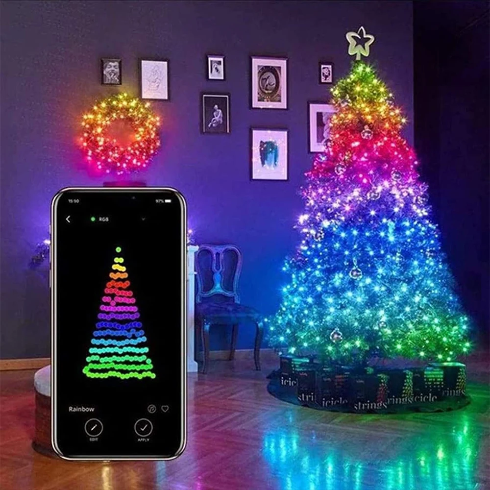 Bluetooth Božični Luči Bakrene Žice LED Niz Luči Garland Soba za Dom, Poroko, Novo Leto Dekoracijo USB Pravljice Luči