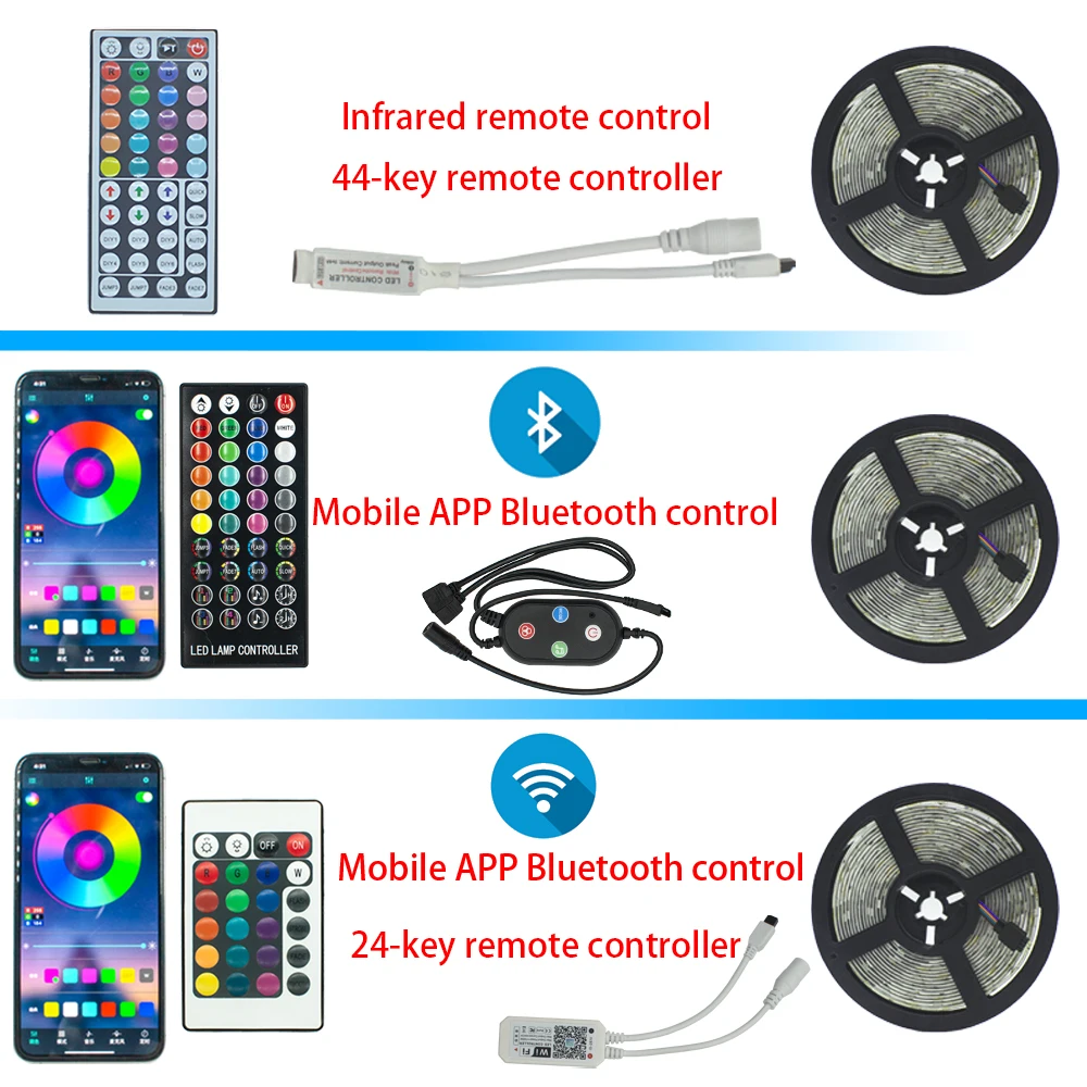 Bluetooth Nadzor LED Trak Svetlobe luces Led RGB 5050 SMD 2835 Nepremočljiva Prilagodljiv Žarnico, Trak DC12V 5M 10 M 15M WIFI LED Luči