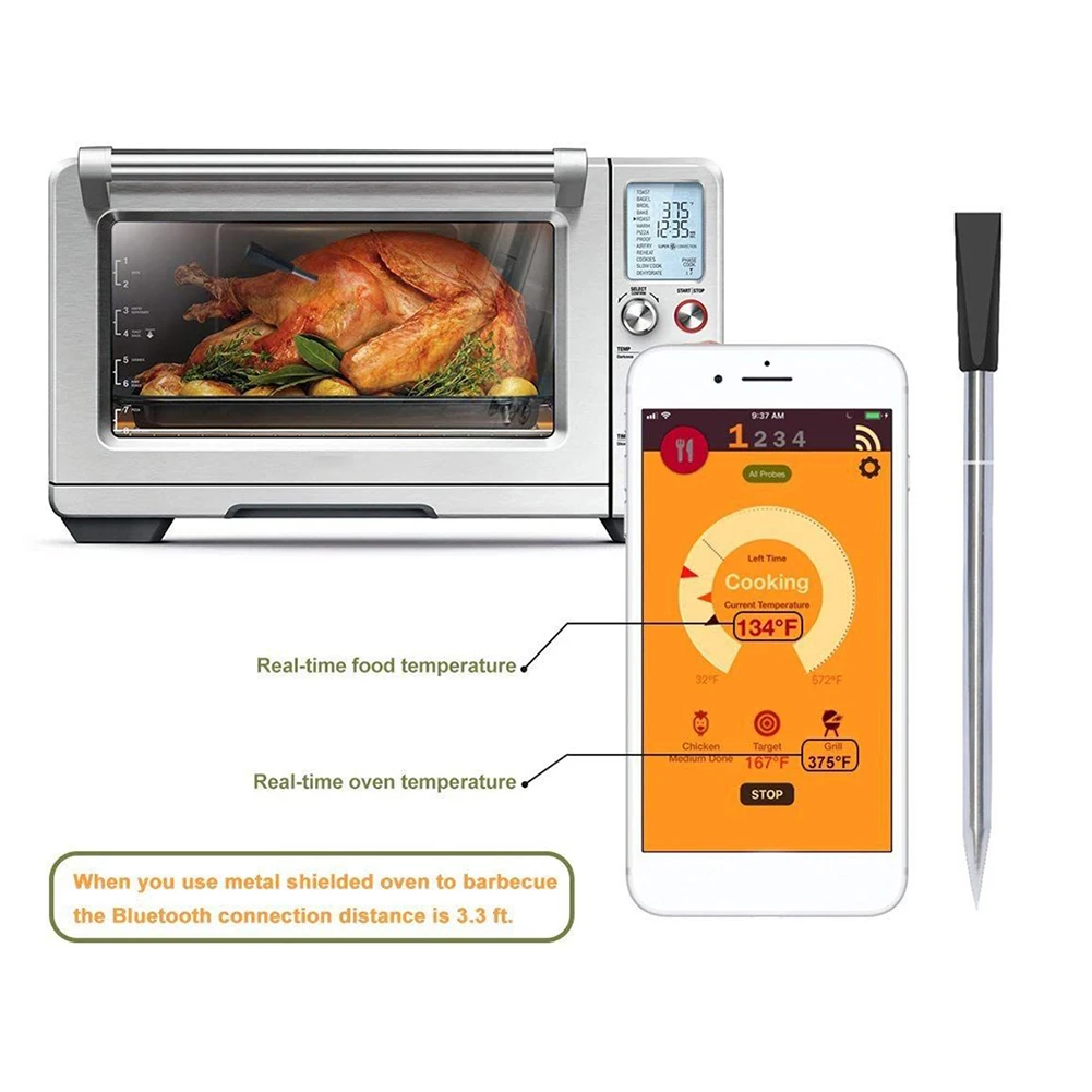 Bluetooth Pečica, Žar Meso Termometer Sonda Elektronske Pečica Nepremočljiva Kuhinja Orodja Brezžičnega Kuhanje Hrane Termometer