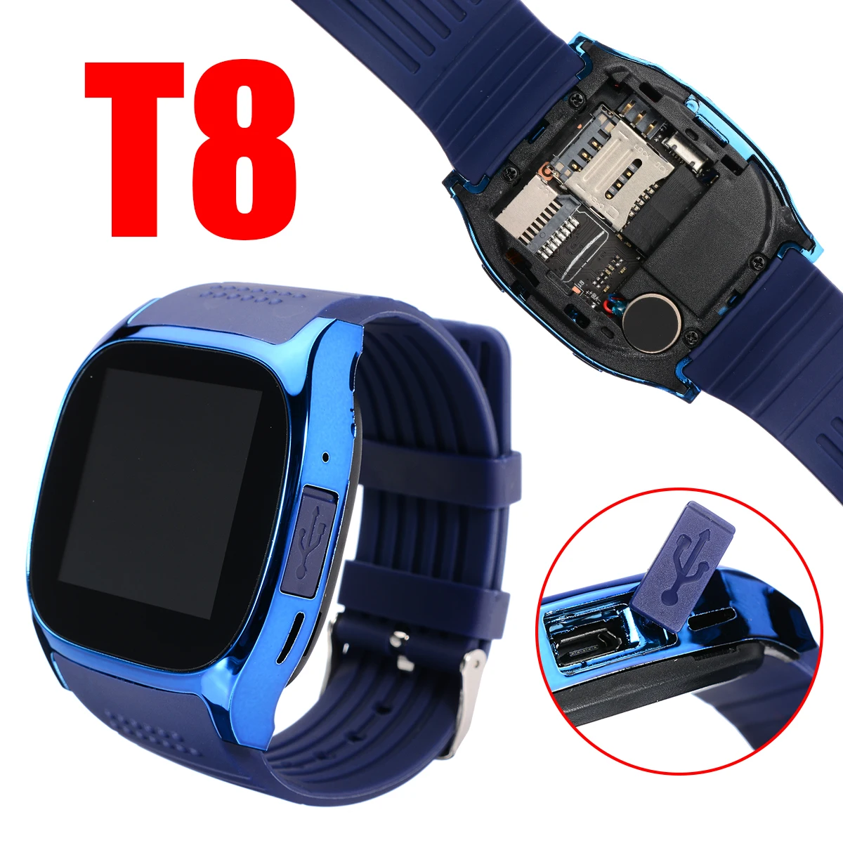 Bluetooth Smart Watch Telefon Mate SIM Šport Pedometer Za Android, iPhone, Samsung LCD zaslon na dotik KARTICE TF Kartice Pametno Gledati