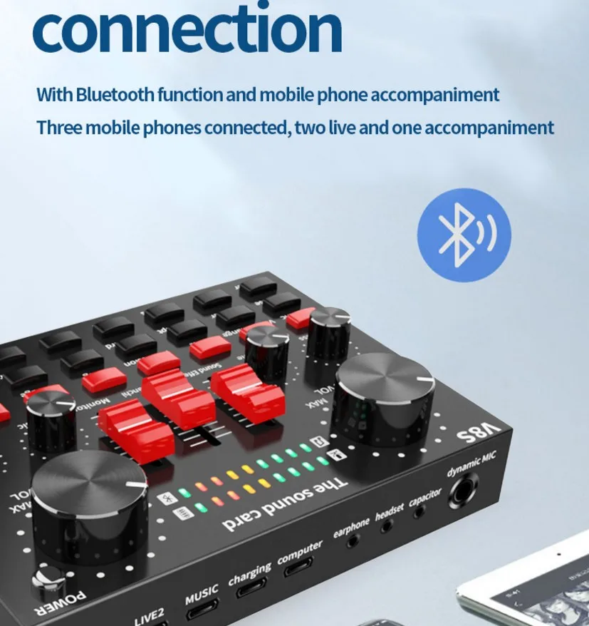 Bluetooth zvočna kartica živo oprema Spletni živo zabavo za mobilni telefon/PC