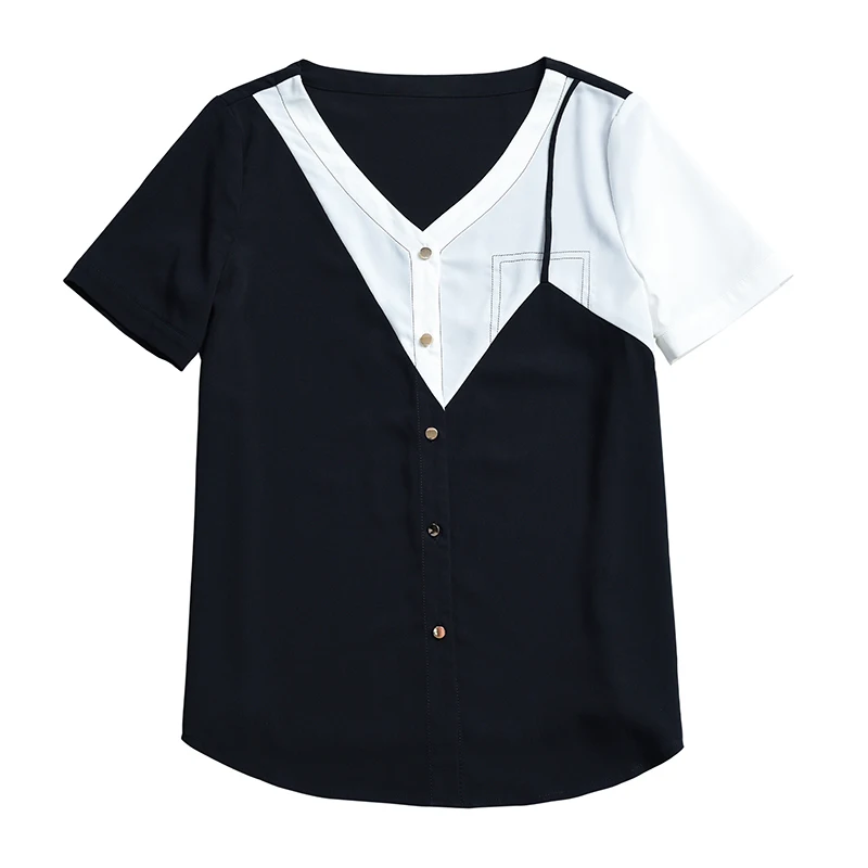 Blusas Plus Velikost Womens Vrhovi Bluze Proti-vrat korejski Modnih Oblačil Poletje Urad Dama Srajce 2021 Priložnostne Šifon Bluzo 10043