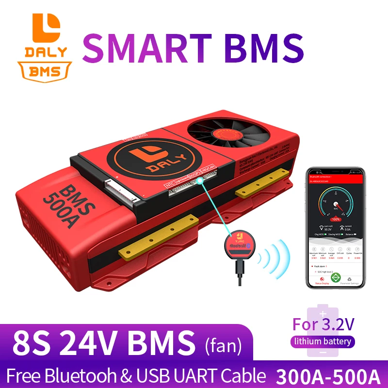 BMS 8 3.2 PROTI Bluetooth 24V 485 na USB napravo LAHKO NTC UART LiFePO4 LTO 300A 400A 500A