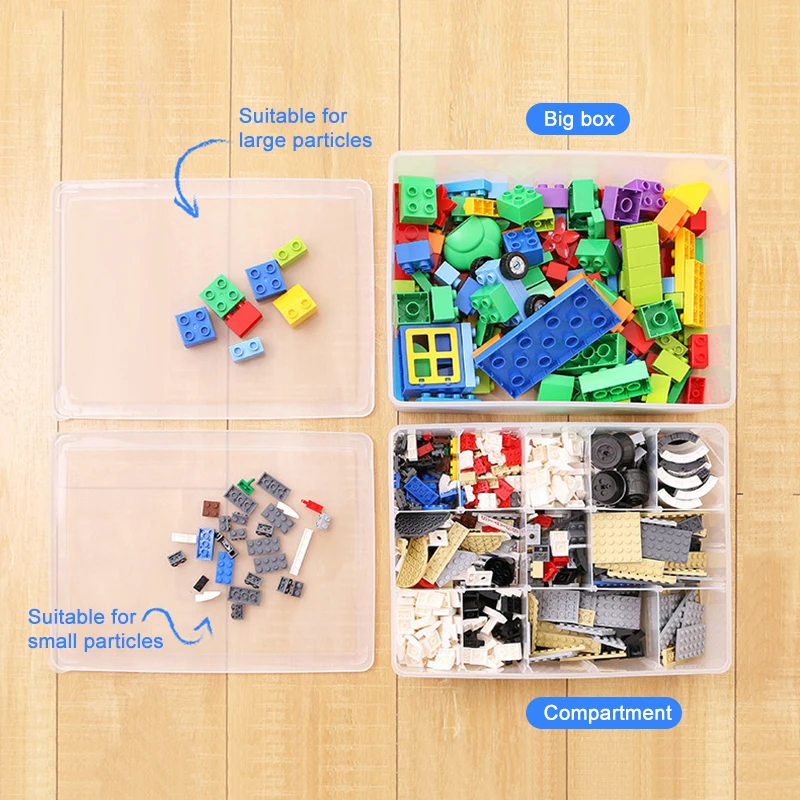 BNBS velika nastavljiva zmogljivost otrok priročnik Lego igrače škatla za shranjevanje, prostor pregleden plastična škatla za shranjevanje za gradnjo blokov,