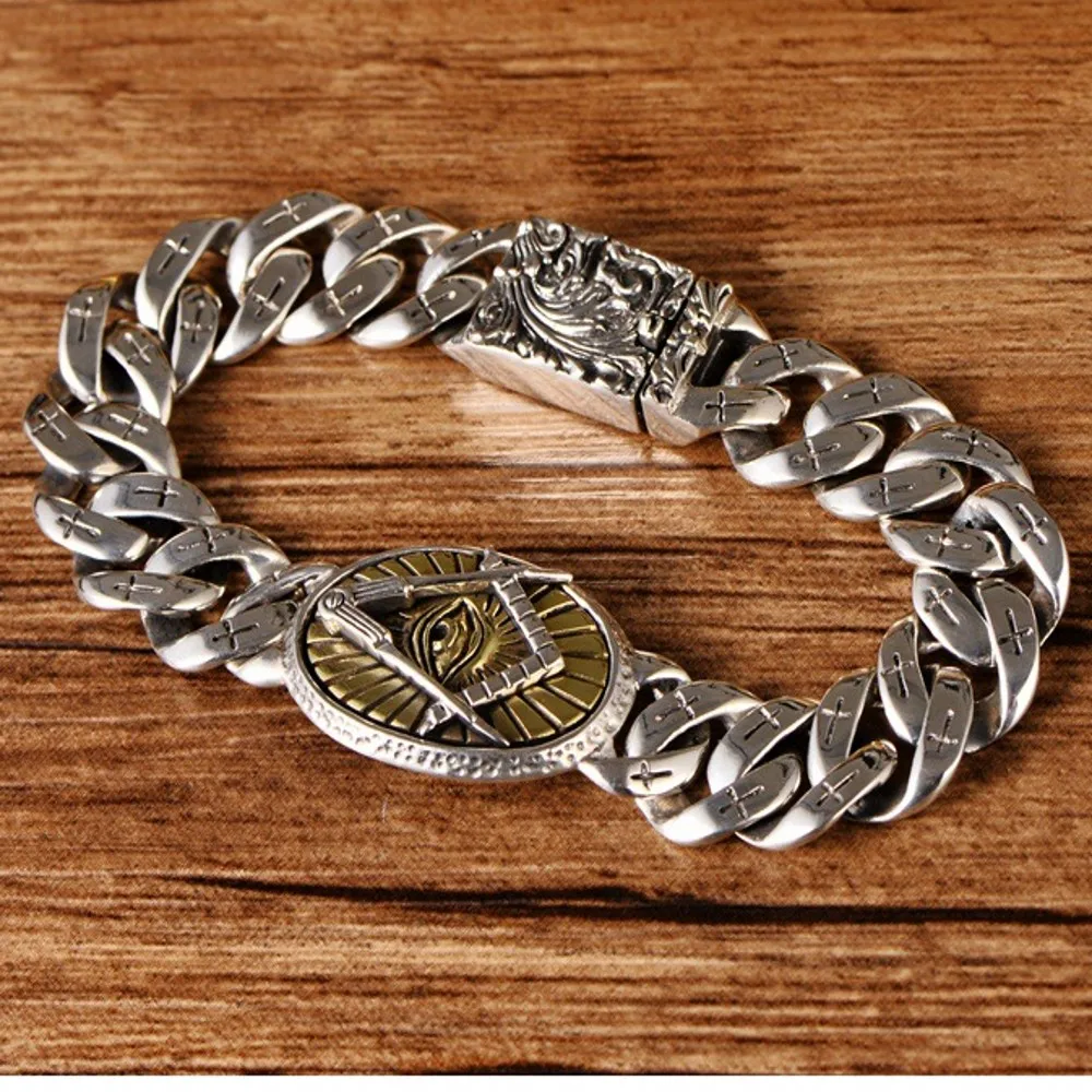 BOCAI podkrepljena S925 čisto srebrni nakit zapestnica za človeka Božje oko križ Phoenix rep vzorec 925 srebro človek zapestnica