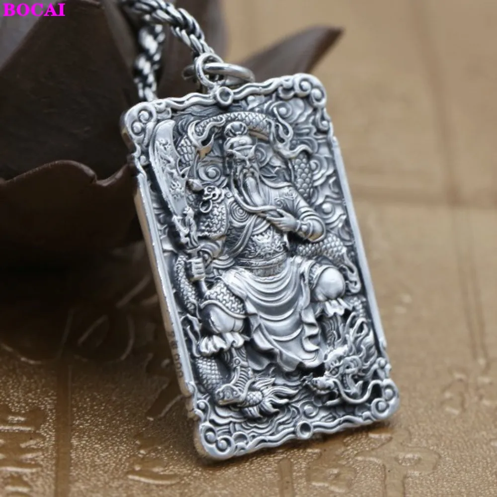 BOCAI S999 čistega srebra srečen telesni Guan Gong obesek Tajski srebro retro moški Buda sterling srebrni obesek za moške