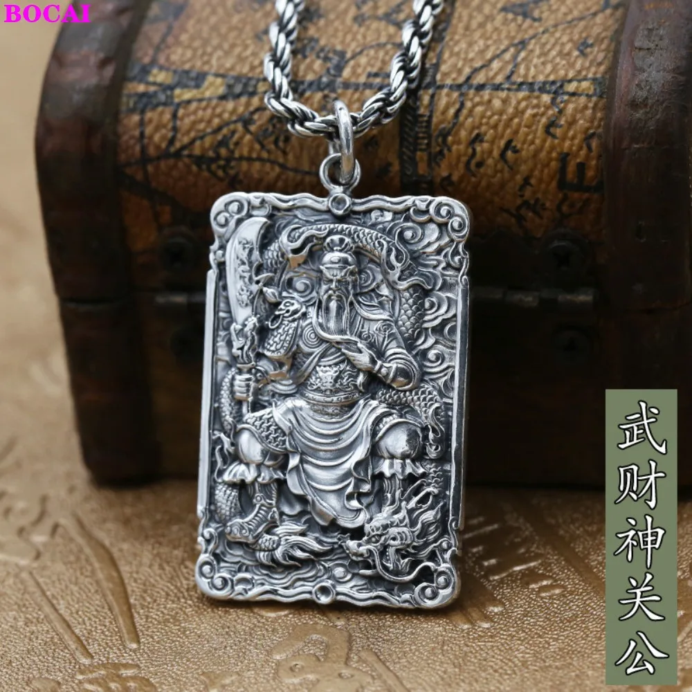 BOCAI S999 čistega srebra srečen telesni Guan Gong obesek Tajski srebro retro moški Buda sterling srebrni obesek za moške