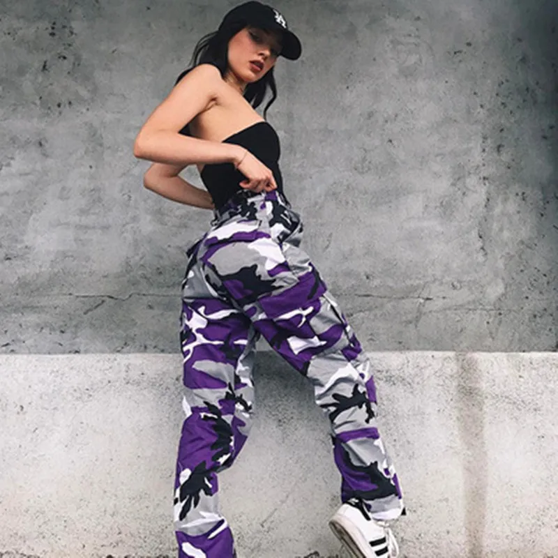 Boj proti Camo Tovora Hlače Ženske Modni Visoko Pasu Hip Hop Hlače Vojaške Vojske Prikrivanje, Dolge Hlače, Tople Capris S-XL