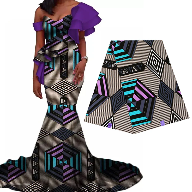 Bombaž Afriki Natisne Vosek Tkanine Ankara Mozaik Pravi Tissu Šivalni Material Za Poročno Obleko umetniško delo DIY Africain Pagne