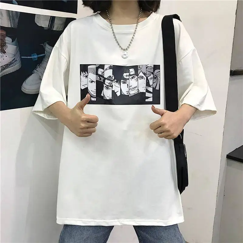 Bombaž Harajuku Naruto Tshirt Ulične Moških Japonska Poletje Obdelava T-shirt Priložnostne Risanka Tiskanja Moški Vrhovi Smešno Svoboden Majica s kratkimi rokavi Boys